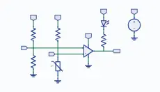 Thermistor comparator (30 °C alarm) schematic